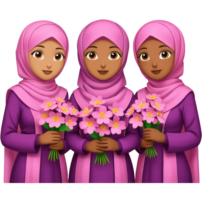 Hijabi girls with sakura flower emoji