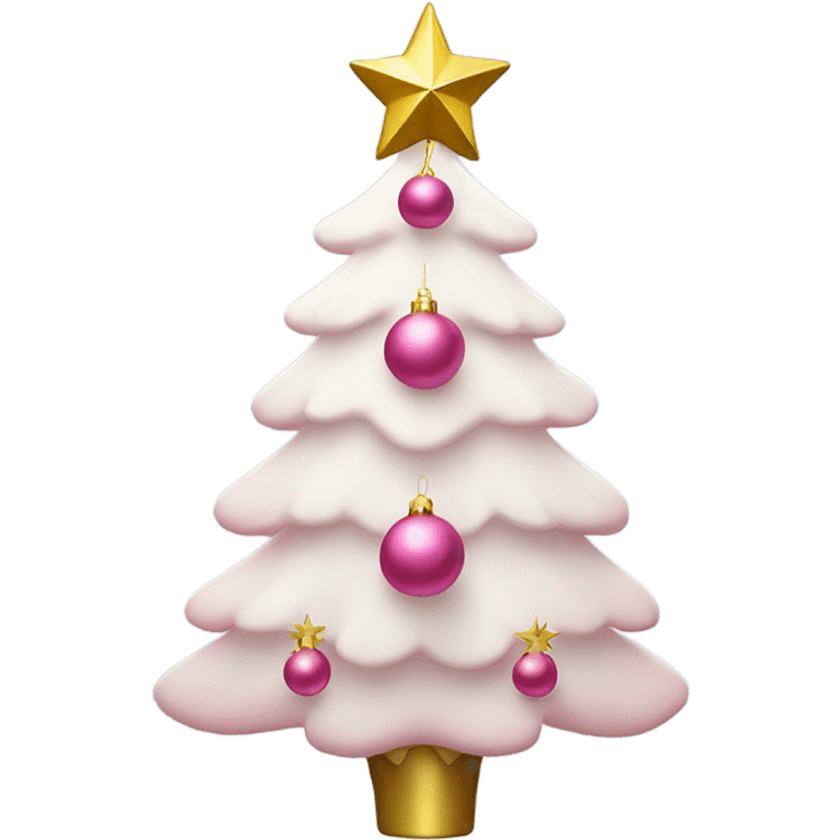 White Christmas tree with pink ornaments and a golden star  emoji