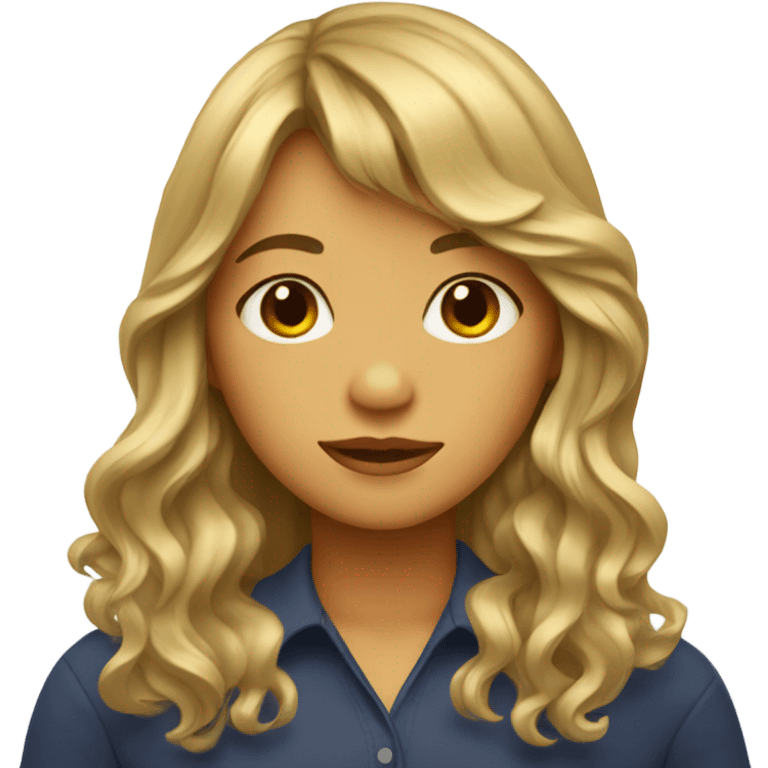 Girl with long wave hair and curtain bangs  emoji