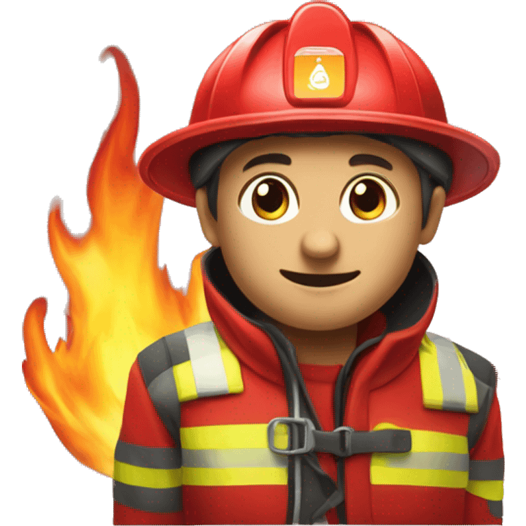 Un pompier qui éteins un incendie emoji