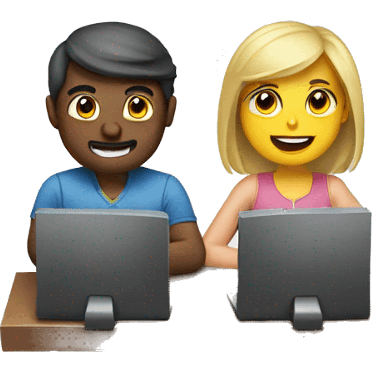 A couple playing computer game  emoji