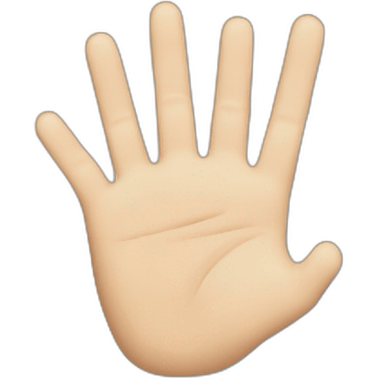 The thumb is extended upwards. The index and middle fingers are stretched and glued together. The ring and little fingers are folded towards the palm. emoji