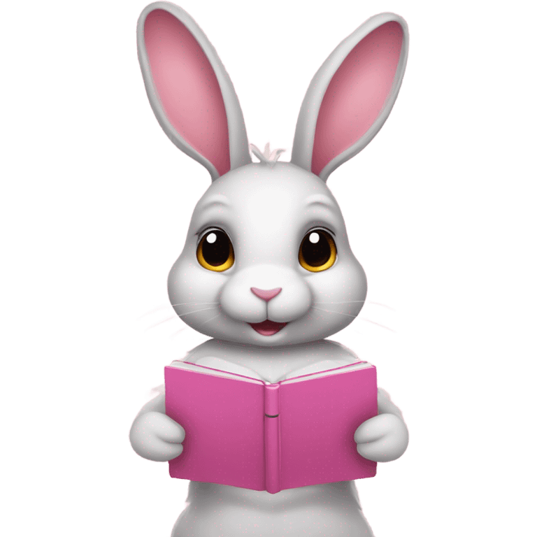 Bunny with pink bow and pink notebook emoji