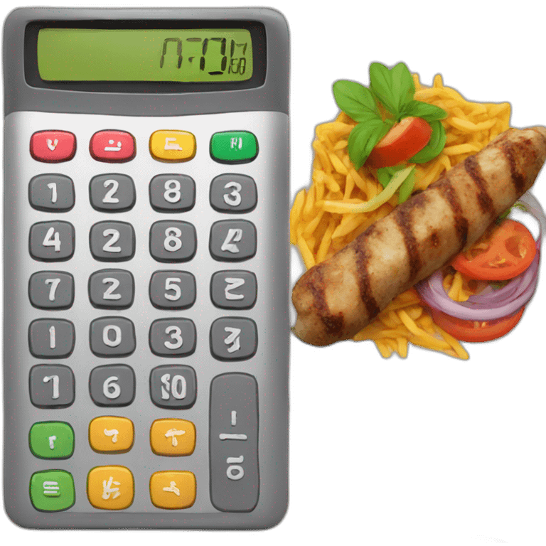 kebab and calculator emoji