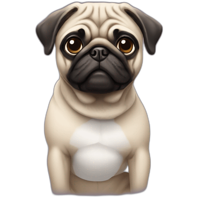 pug wearing a t-shirt emoji