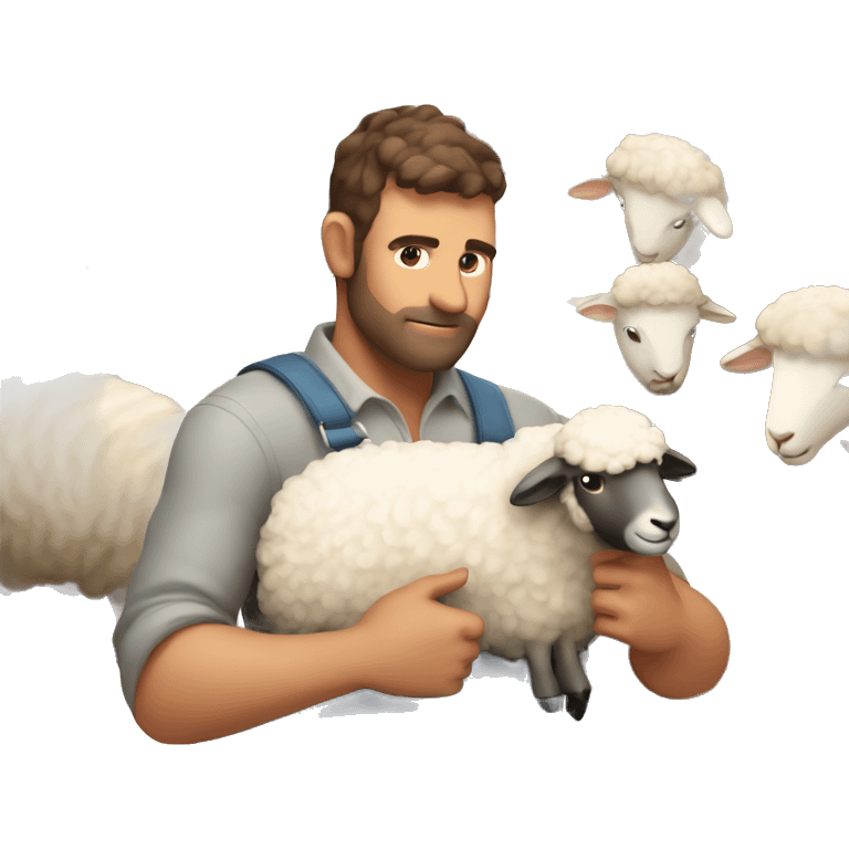 Man shearing sheep emoji