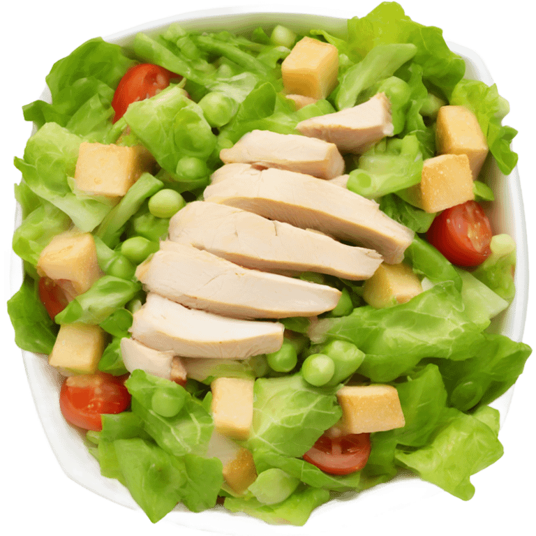 chicken ceaser salad with pea emoji