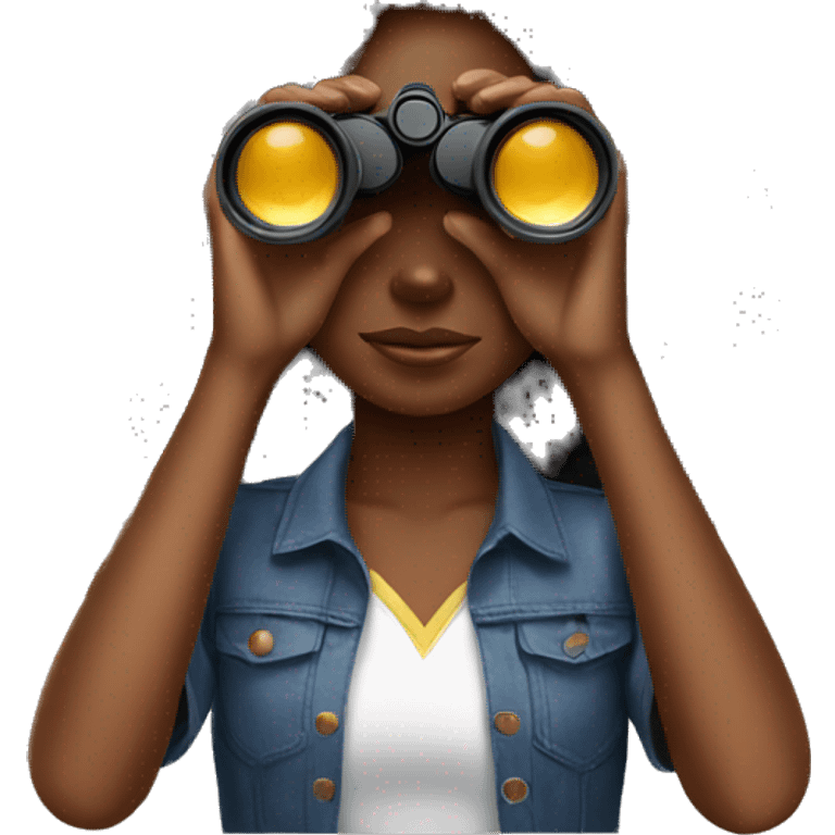 black girl looking through binoculars  emoji