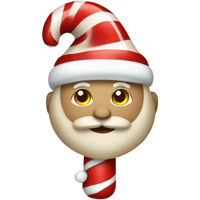 Santa in a beige suit hanging from a candy cane  emoji