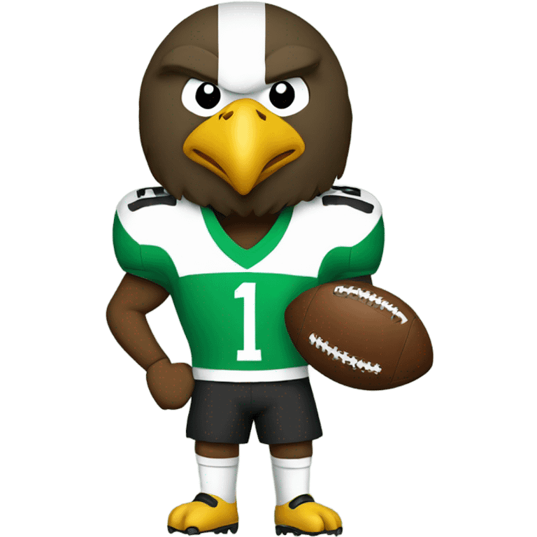 Eagle playing football in Kelly green uniform emoji