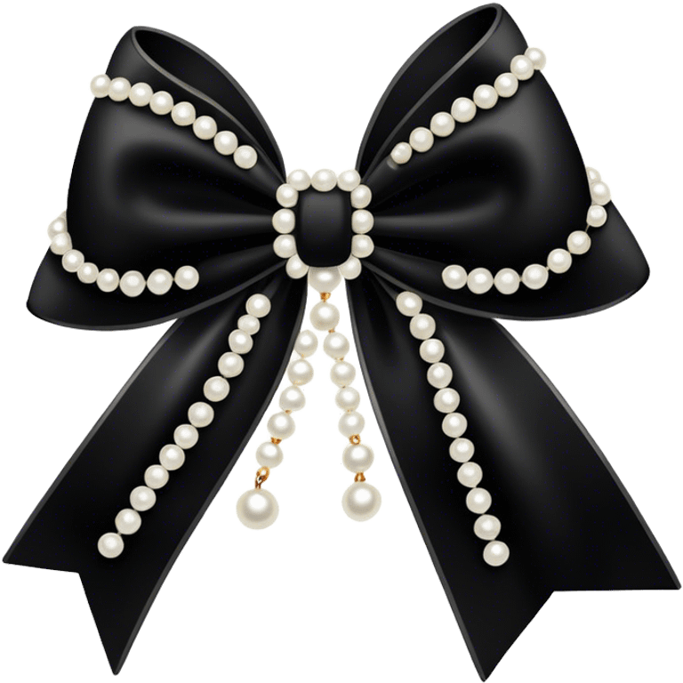 Black bow with pearls emoji