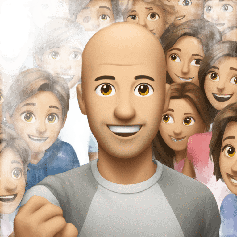 Bald guy with bunch of youngsters  emoji