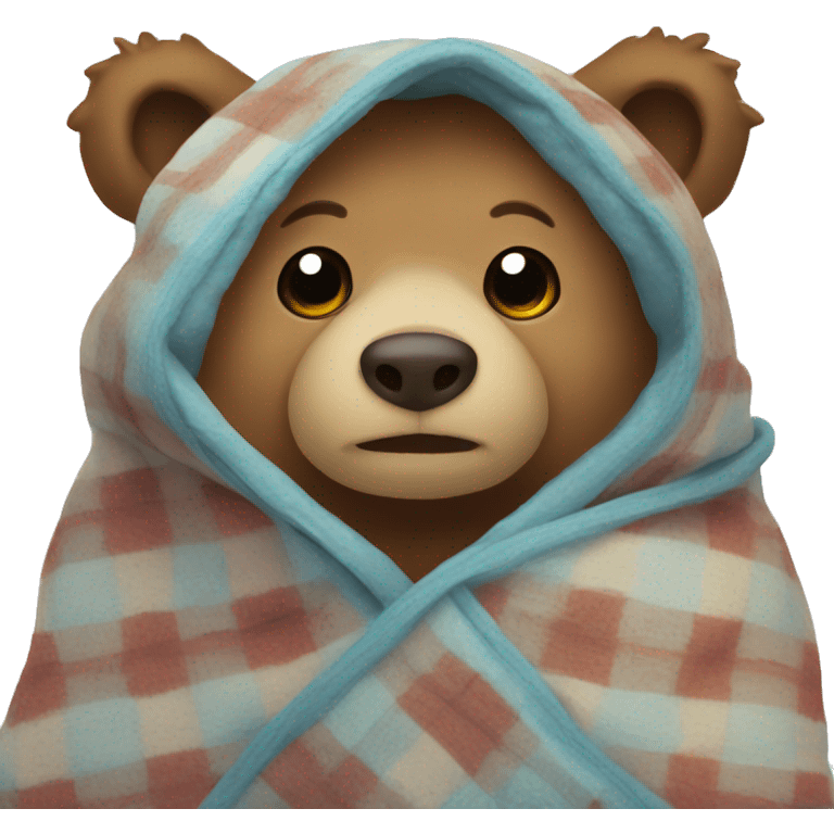 bear cozy in blanket emoji