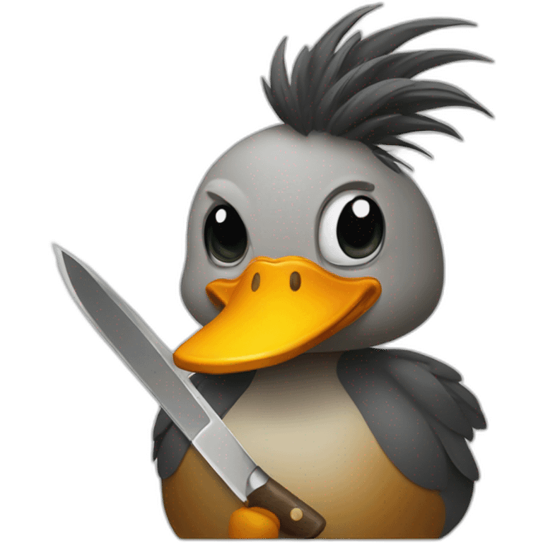 Mad duck with knife emoji