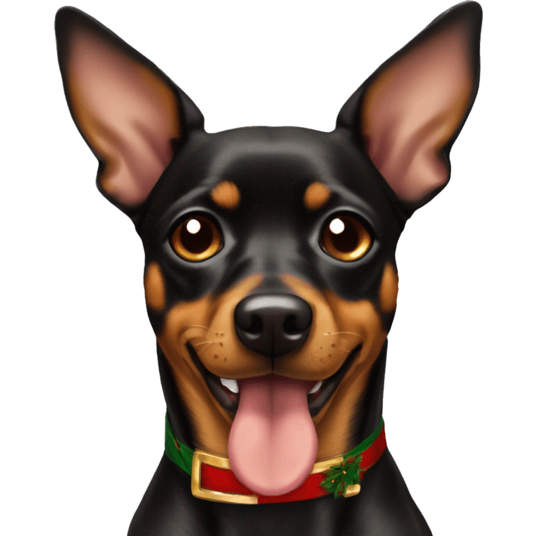 black brindle tan pinscher big ears christmas emoji