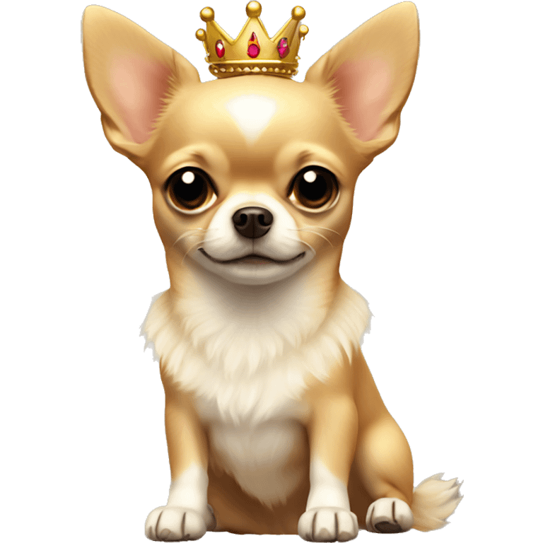 Tan fluffy chihuahua with crown on emoji