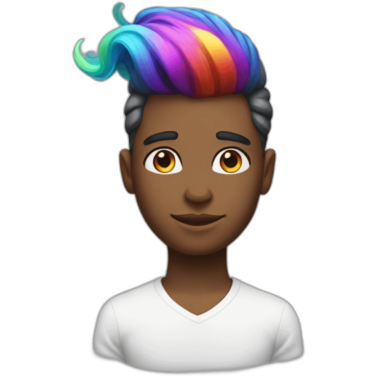 Posh-boy-with-rainbow-unicorn-hair emoji