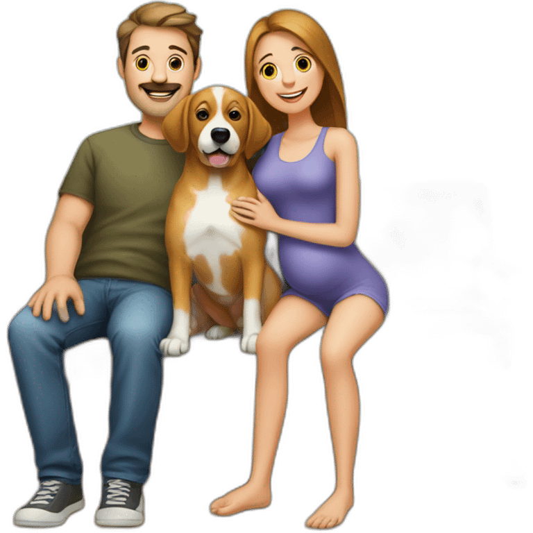 Femme enceinte et papa et un chien  emoji