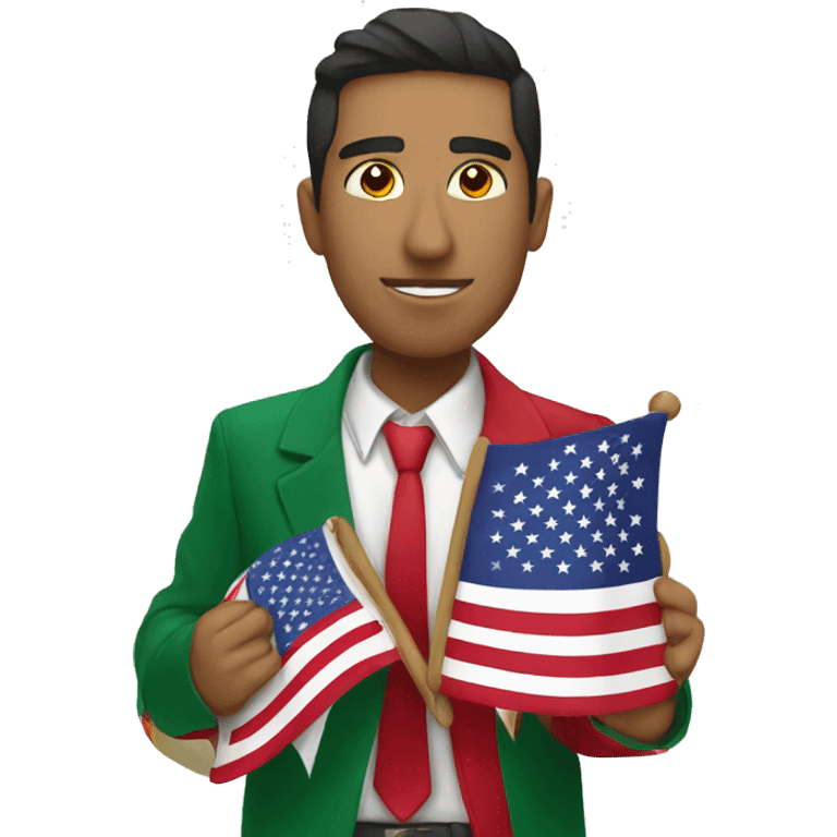 A Mexican holding a USA flag emoji