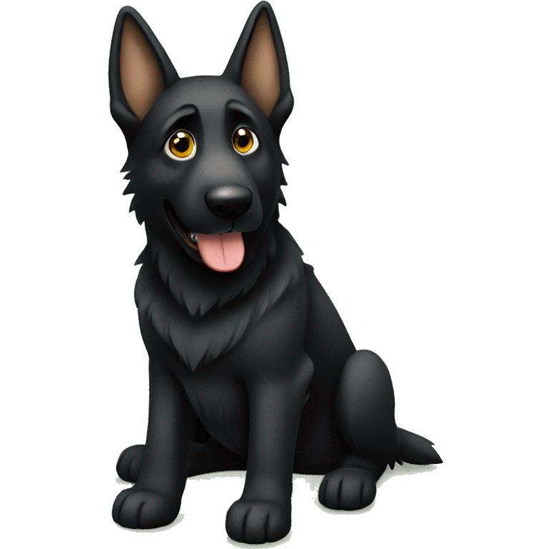 Black german shepherd playing emoji