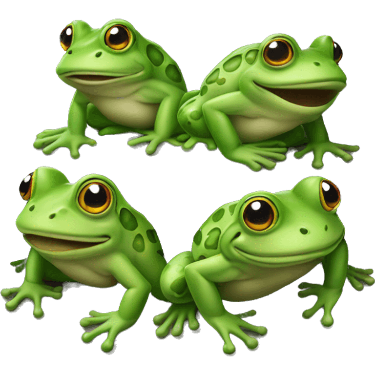 three frogs hopping on a rock emoji