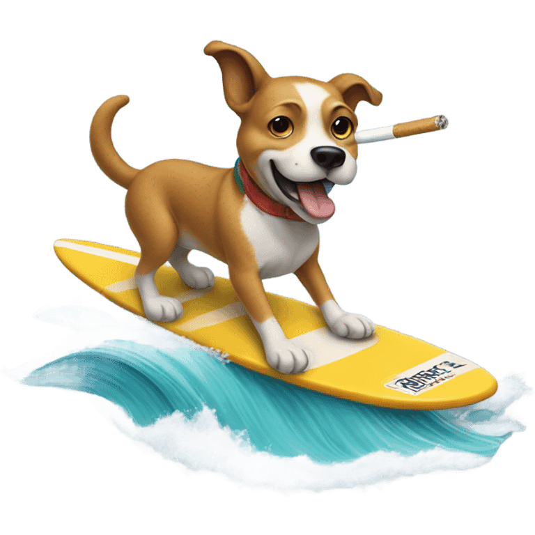 Dog smoking while surfing emoji