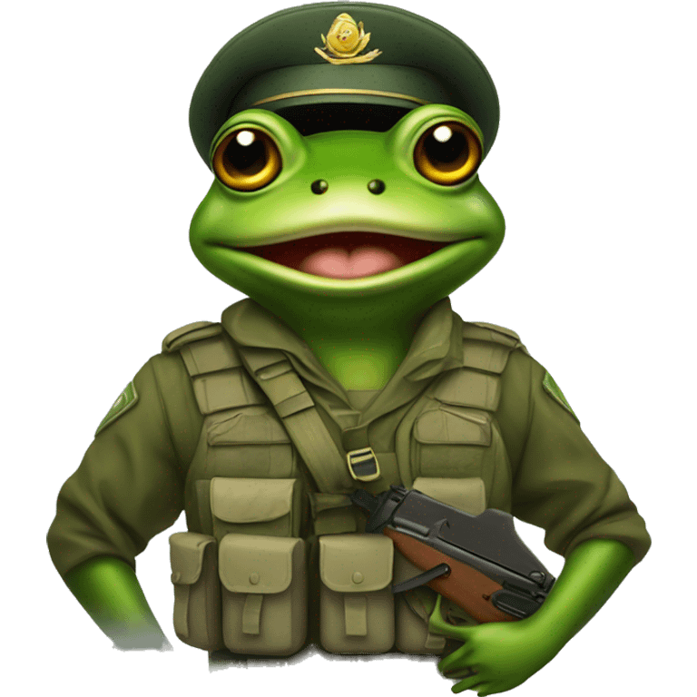 Frog with army outfit and ak in hand emoji