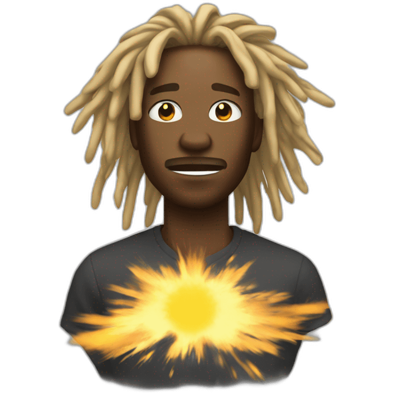 A black man with blond dreads And an explosion behind emoji