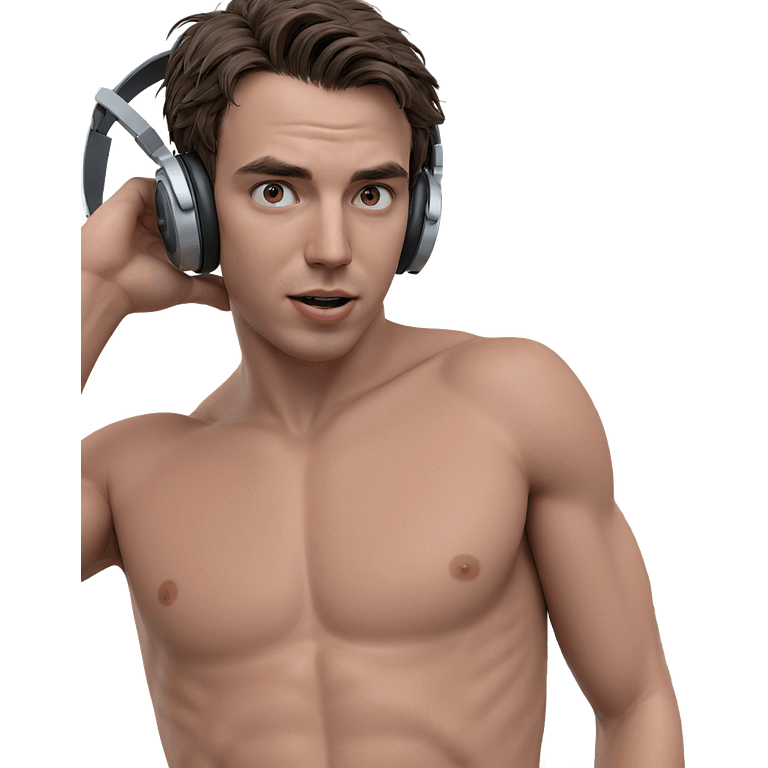 boy with headphones looking at you emoji