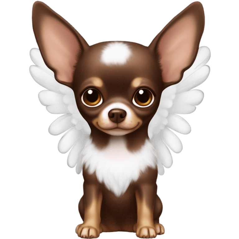 Chocolate Brown chihuahua with angel wings  emoji