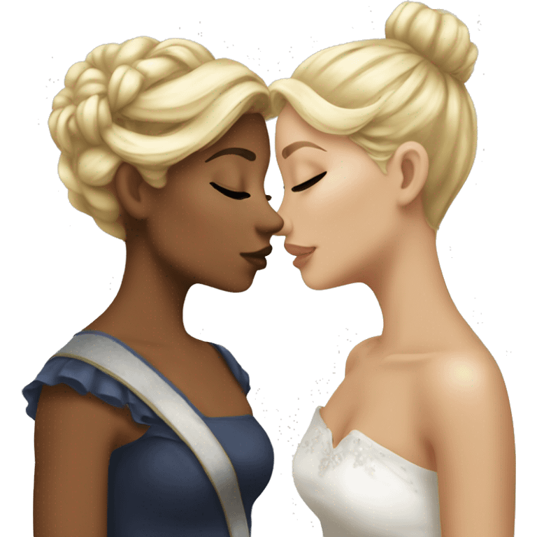 2 women princesses couple blonde deep kiss emoji