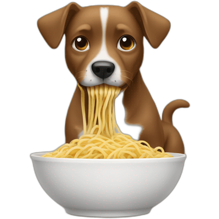 Dog eating noodles emoji