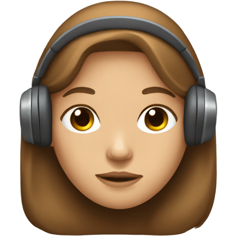 Girl Sleep emoji with long brown hair light skin and headphones emoji