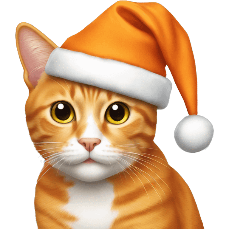 orange cat in christmas hat emoji