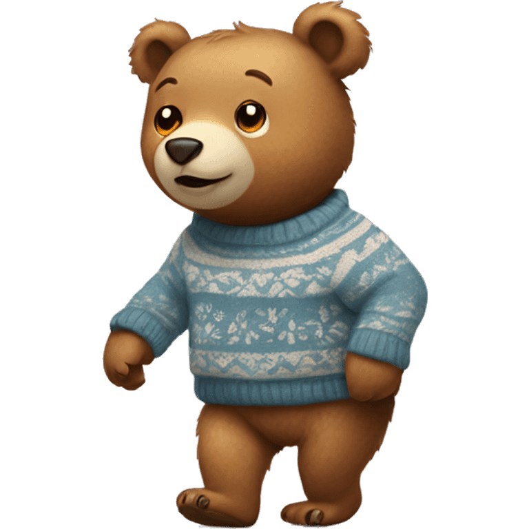 Bear walking on all fours WITH cute sweater on emoji