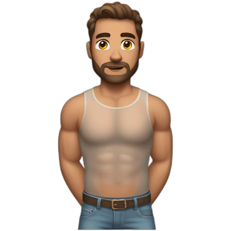 muscle-man-with-mesh-transparent-short-tight-shirt emoji