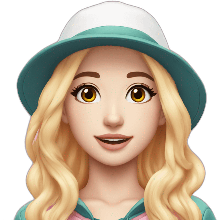 Belle Delphine with a Ellesse hat bob emoji