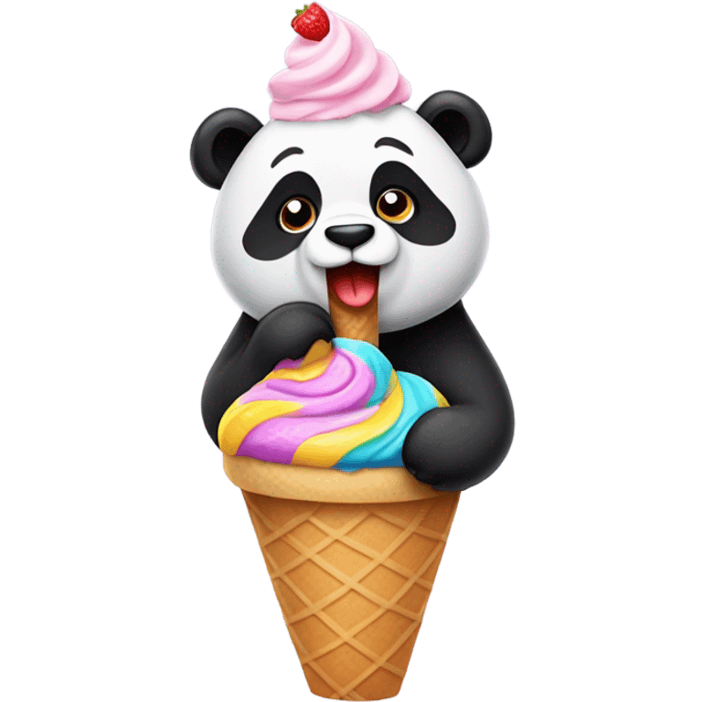 Panda eating ice cream emoji