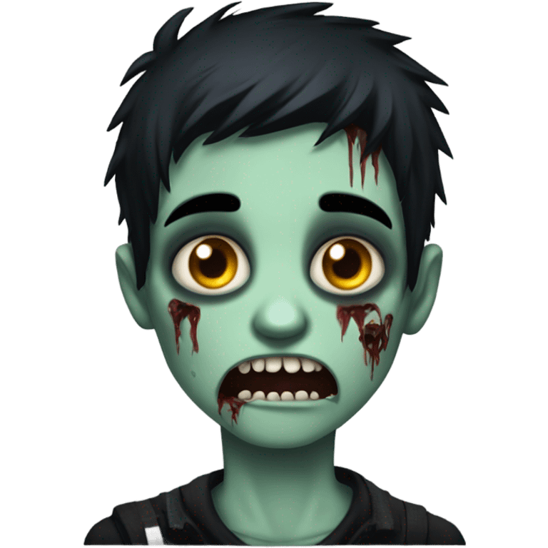 boy zombie with black hair emo creepy emoji