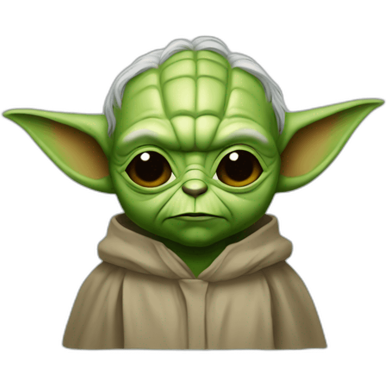 Yoda with a Batman mask on the face emoji