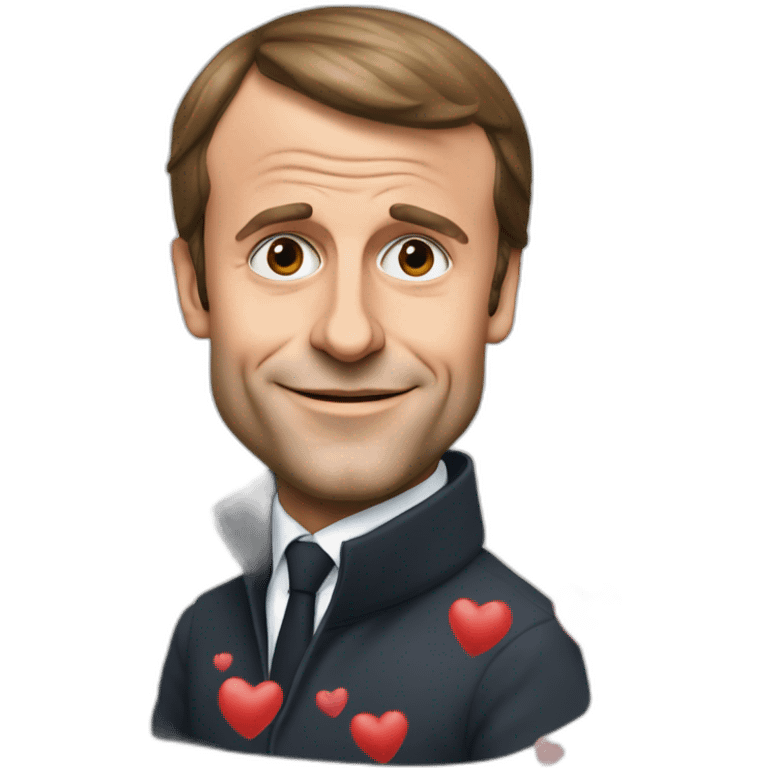 Emmanuel Macron with hearts emoji