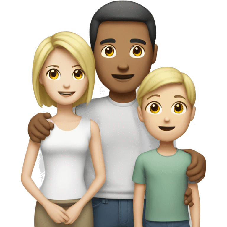 Asian dad and white mom with white teenager  emoji