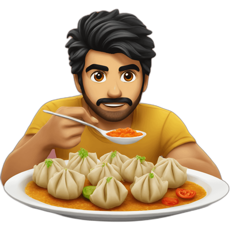 Ramcharan eating fried momos emoji