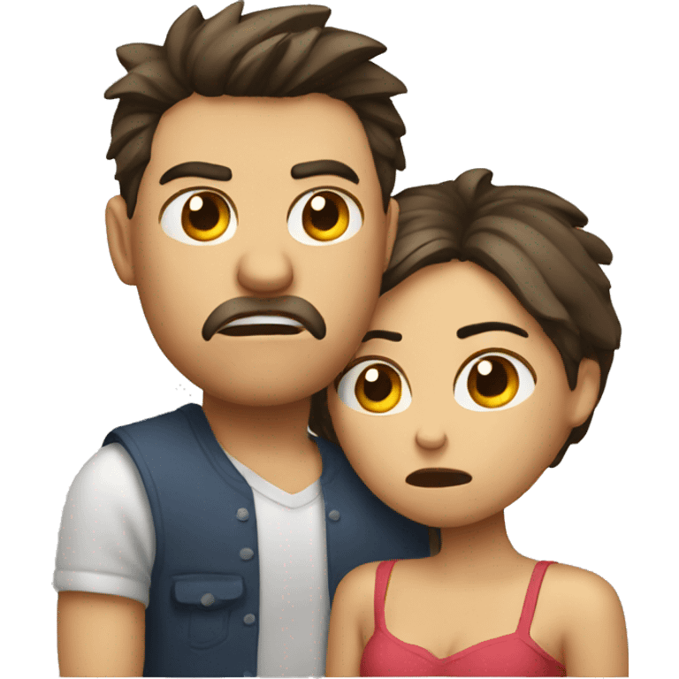 angry couple with broken heart emoji