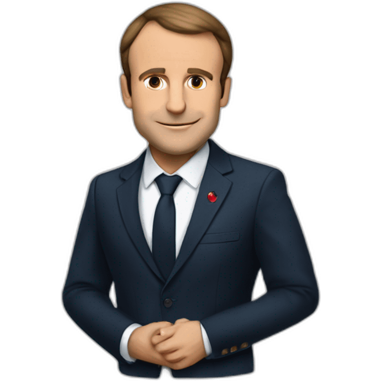 Macron avec un coeur emoji