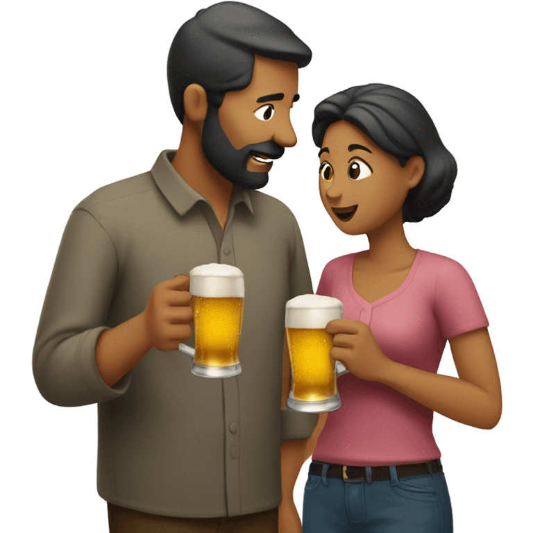 Wife handing husband a beer emoji