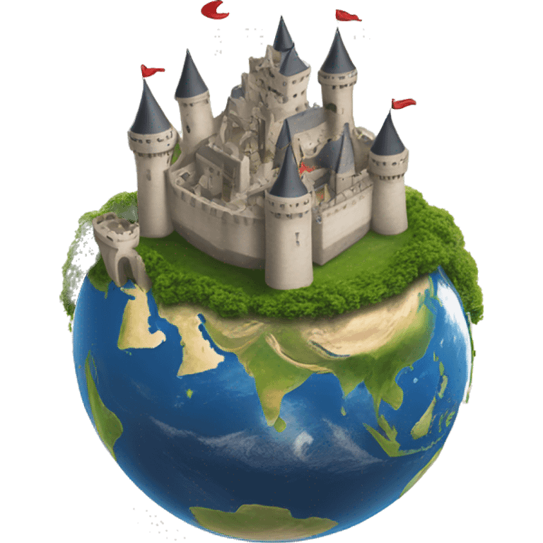 Castle floating above section of planet Earth emoji