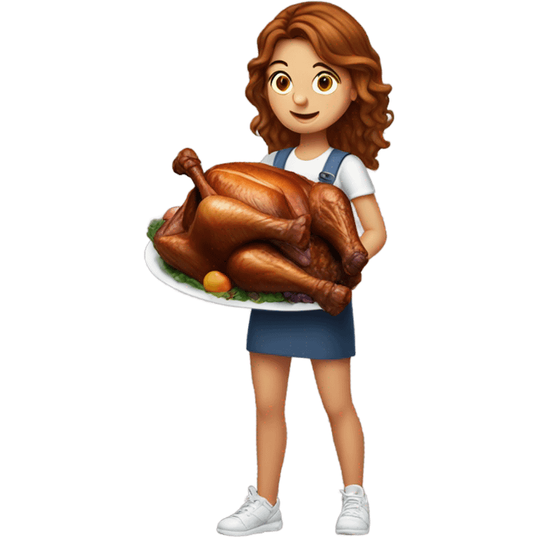 Make a big back turkey leg girl with brown stringy hair emoji