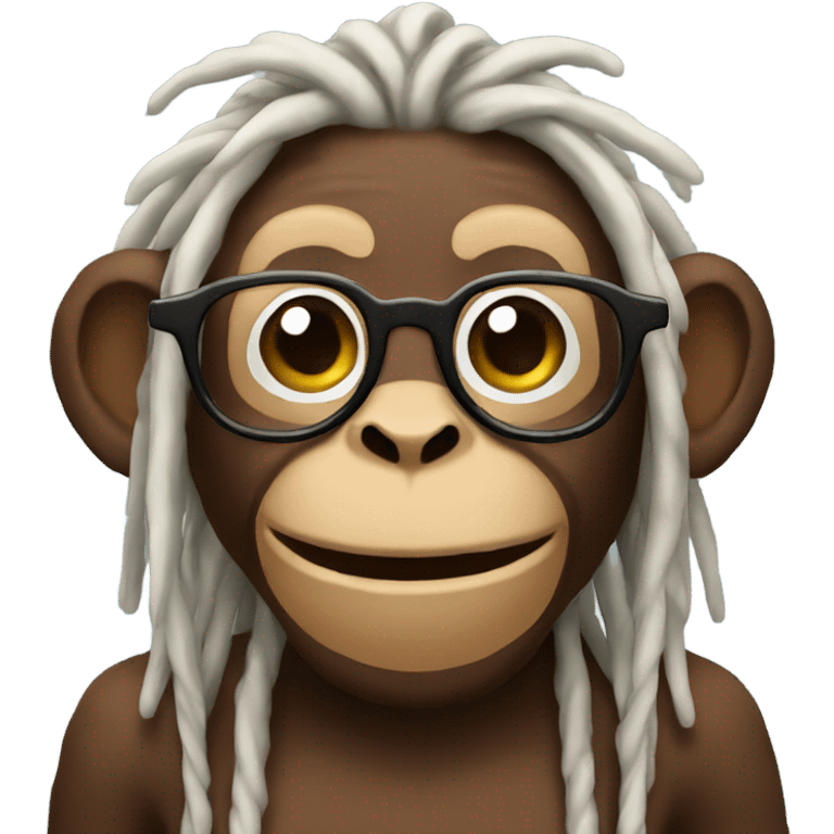 monkey with dreads and glasses smiling  emoji