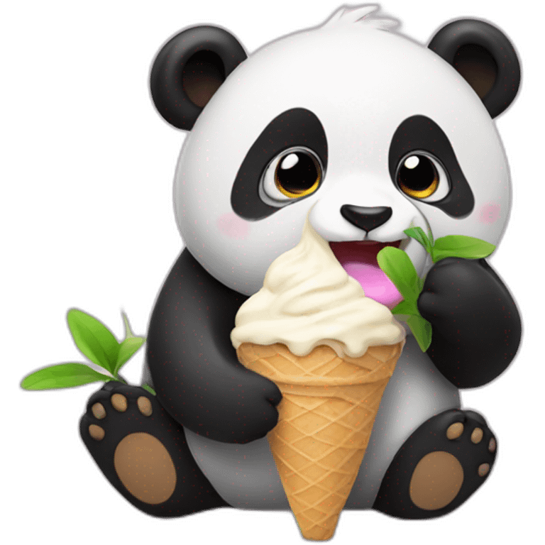 Panda eating ice cream emoji